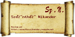 Szánthó Nikander névjegykártya